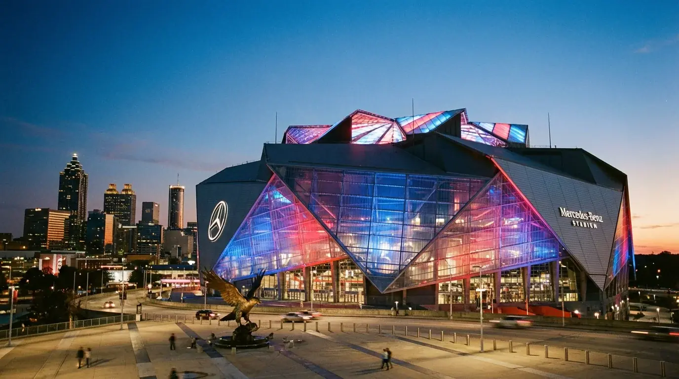 Mercedes-Benz Stadium Atlanta — moderna arēna ar unikālu jumta konstrukciju